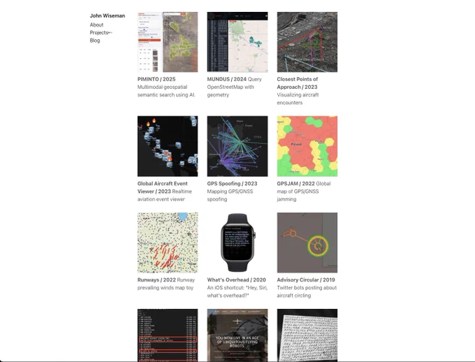 Screenshot of my projects page.