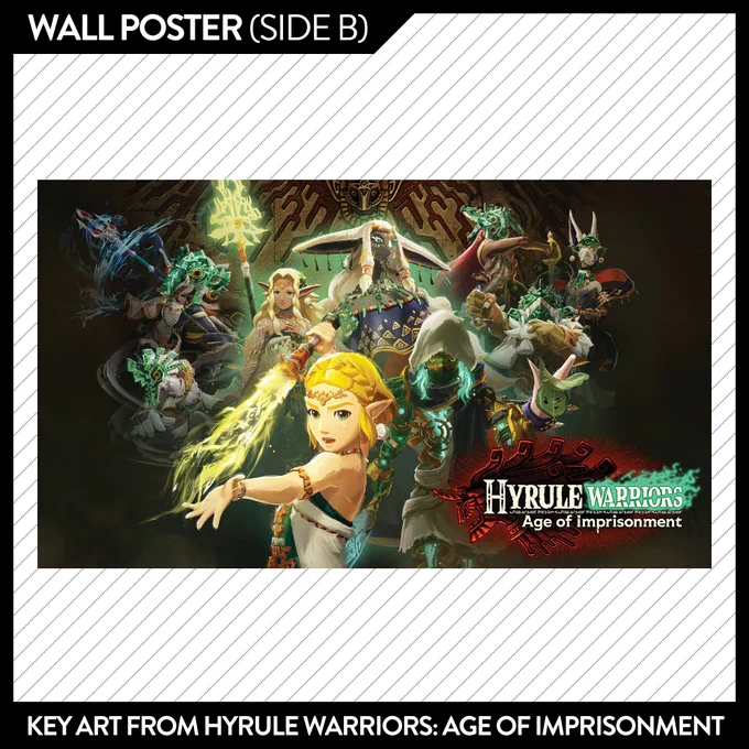 Side B of the wall poster including with NF Issue #80, featuring key art from Hyrule Warriors: Age of Imprisonment.