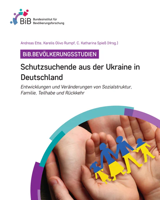 Publikations-Cover: BiB.Bevölkerungsstudien "Schutzsuchende aus der Ukraine in Deutschland".