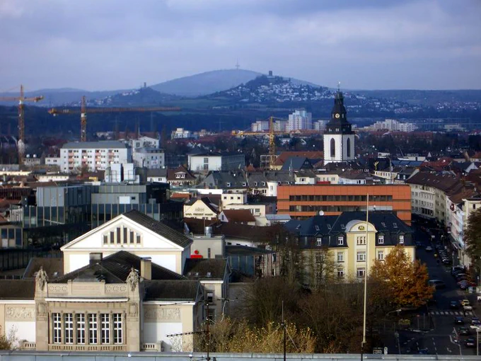 View from the office window onto Giessen and surrounding villages.