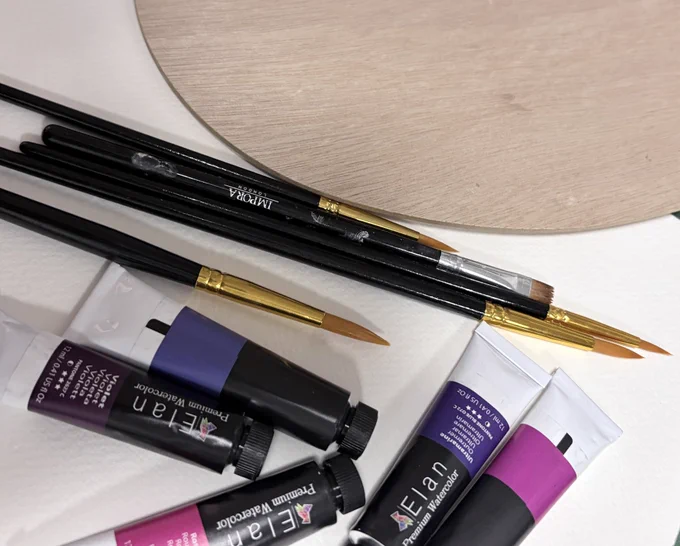 Art supplies on paper