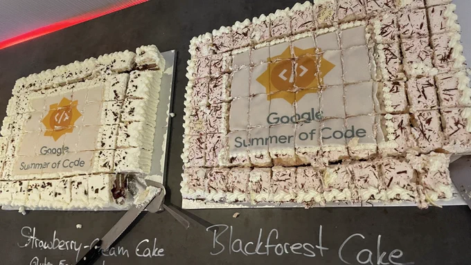 Strawberry Cake and Black Forest Cake at the opening ceremony of the Google Mentor Summit.