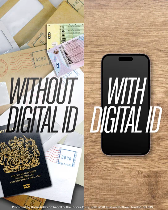 Image of letters, bills, documents and passport on the left, text reads: Without Digital ID. On the right, image of phone. Text reads: With Digital ID