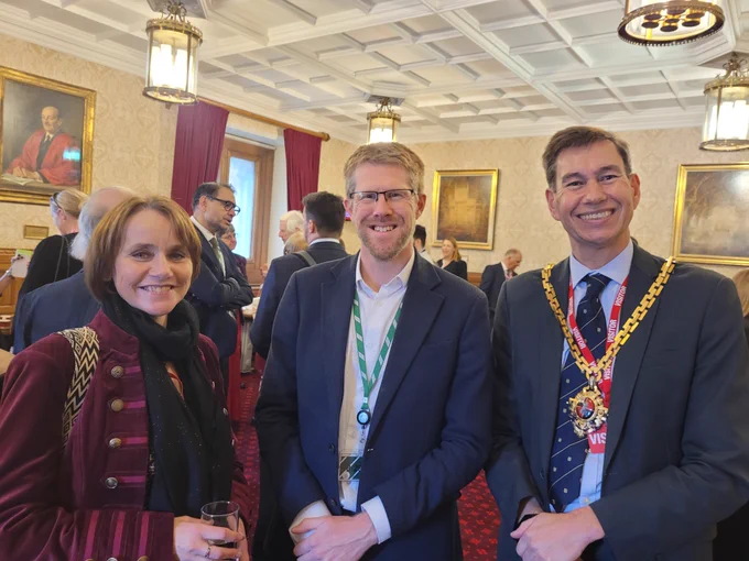 Mayoress, Cllr Zoe Cookson; MP for Worcester, Tom Collins; Mayor of Worcester, Cllr Dr Matt Lamb