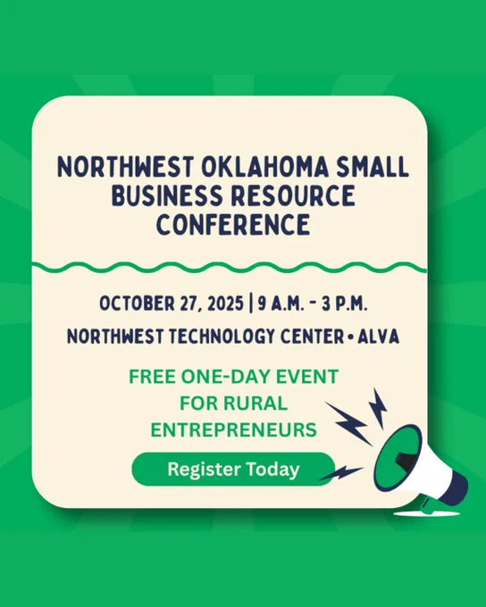 Launch Rural OK is bringing world-class entrepreneurship training to rural Oklahoma communities through regional one-day conferences designed to give business owners actionable tools to thrive. Whether you are just starting out or growing an existing business, this event is for you.

OCAST will have a booth at the event, so come by with your questions and learn how our programs can help your business or grow.

Register here: https://loom.ly/vDrui50