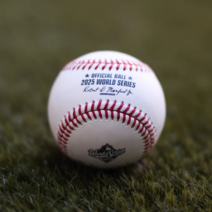 An official 2025 World Series baseball.