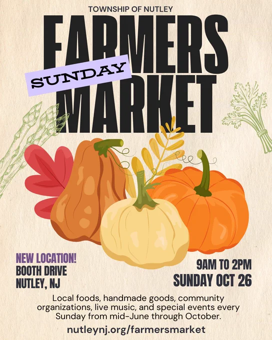 Pumpkins & Autumn Leaves | Township of Nutley Farmers Market, Booth Drive, Nutley, NJ | Sundays 9am-2pm from mid-June through October