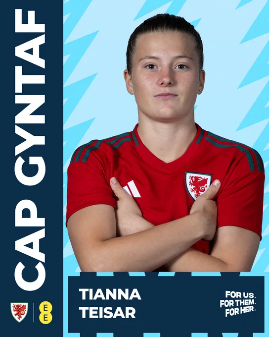 Tianna Teisar first cap graphic. 