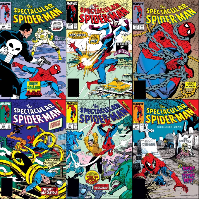 Peter Parker, the Spectacular Spider-Man #143-148 cover dated October 1988-March 1989.