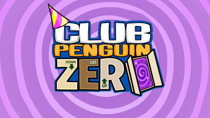 Club Penguin Zero logo with a party hat