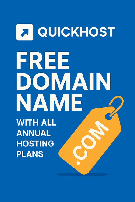 Free domain with all annual hosting plans at QuickHost
