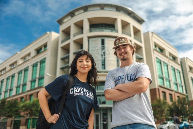 two students standing in front of union station