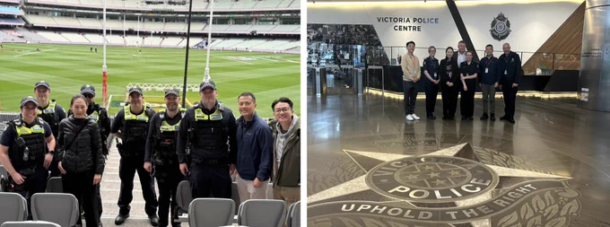 📷 PHOTO ON THE LEFT

The 🇭🇰HKPF delegation—headed by District Commander of📍Sau Mau Ping Police District Ms. TSE Tsui-yan, Kit (2nd from the left, front row)—visiting the Melbourne Cricket Ground🏟️ to gain invaluable insights into 🇦🇺police forces’ security measures to safeguard major events, such as the 🏉Australian Football League Grand Final held on SEP 27, 2025

📷 PHOTO ON THE RIGHT

The 🇭🇰HKPF delegation—headed by District Commander of📍Sau Mau Ping Police District Ms. TSE Tsui-yan, Kit (3rd from the left, front row)—visited the📍Victoria Police Centre in Melbourne, Australia🇦🇺 and the officers of the 🇦🇺🇭🇰police forces exchanged experience in ensuring safety and order during mega events.
