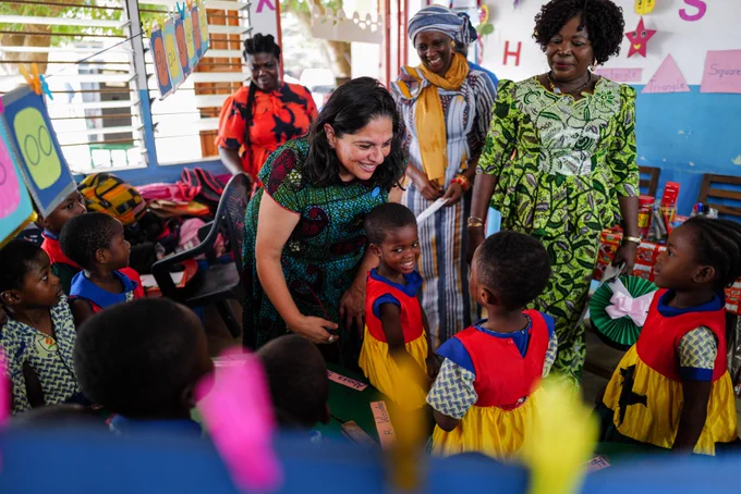 Dr Pia Rebello Britto, Global Director, Education and Adolescent Development, UNICEF, interacts with the students.