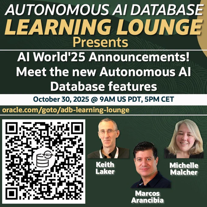 Autonomous AI Database Learning Lounge presents - AI World'25 Announcements! Meet the new Autonomous AI Database features