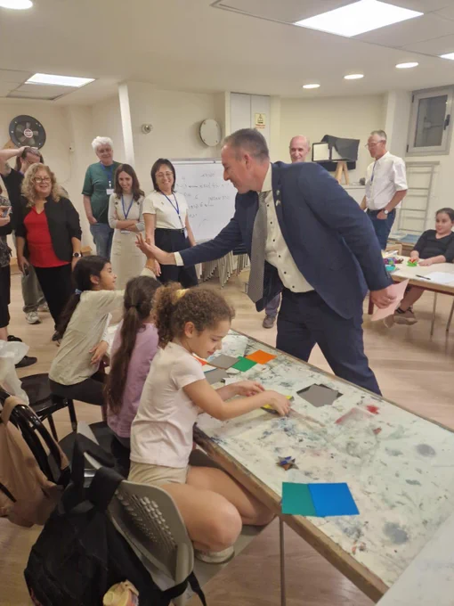 Image of Education Minister Paul Givan pictured at Ofek School in Jerusalem. 