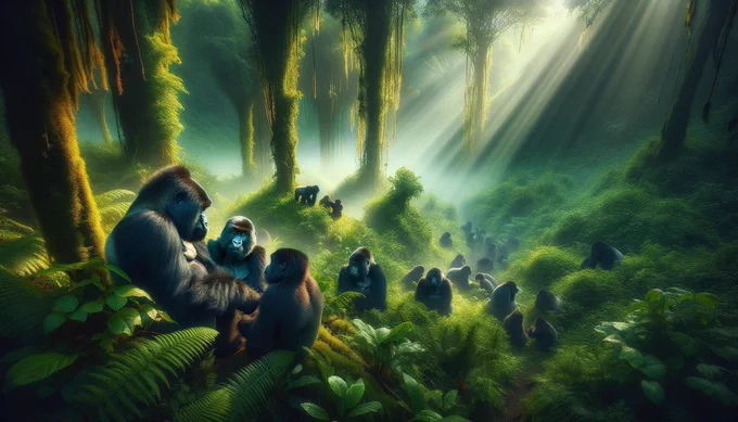 🎨 AI Art Prompt of the Day 🎨

"Mountain gorillas in a misty jungle, lush vegetation, interacting in their protected habitat, high-detail, nature scene."

✨Reply with your favorite AI Art!

#ArtificialIntelligence #AIArtwork #AI