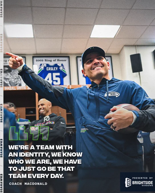 We're a team with an identity, we know who we are, we have to just go be that team every day. Coach Macdonald quote.