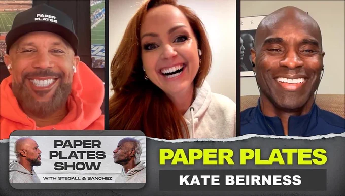 Paper Plates Show Episode 12 thumbnail featuring from left to right: Davis Sanchez, Kate Beirness, and Milt Stegall.