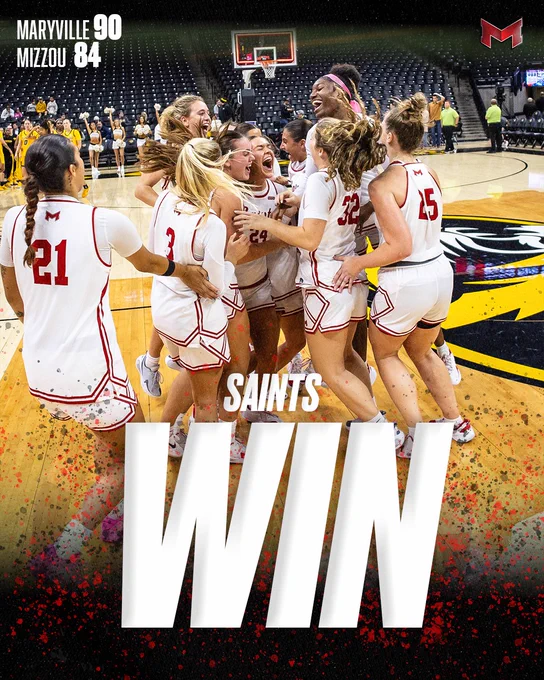 Final score graphic from the Maryville Women's basketball team's win over Mizzou