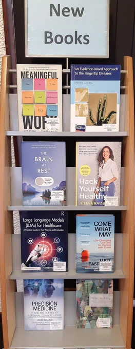 display of new books in the library