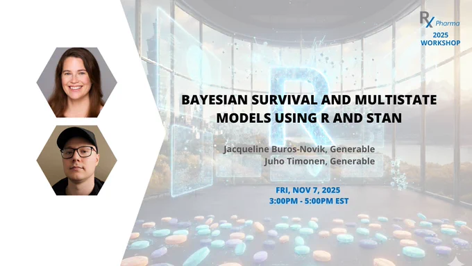 Bayesian inference and Stan offer many advantages for analyzing time-to-event data, including incorporating prior knowledge into the model, propagating all sources of uncertainty to produce well-calibrated predictions, and integrating arbitrary utility functions for optimal decision-making, such as patients' preferences for different types of risks. The latter point is particularly relevant in multistate models where people may differ in their preferences towards multiple competing events.In this workshop, we will briefly introduce Bayesian workflow – the typical steps in Bayesian analysis and basic (single-event) survival models in the Bayesian context. We will then proceed to introduce multistate models where we are tracking multiple event types, such as bleeding and stroke in cardiovascular trials, or stable disease, progressive disease, and death in oncology trials. Time permitting, we will demonstrate how to incorporate the patient’s utility function into a decision analysis.