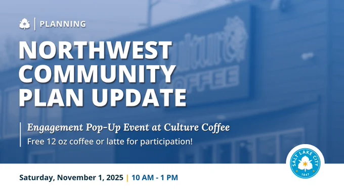 Northwest Community Plan Update Engagement Pop-Up Event on November 1, 2025, from 10 AM to 1 PM at Culture Coffee. Free 12 oz coffee or latte for participants.