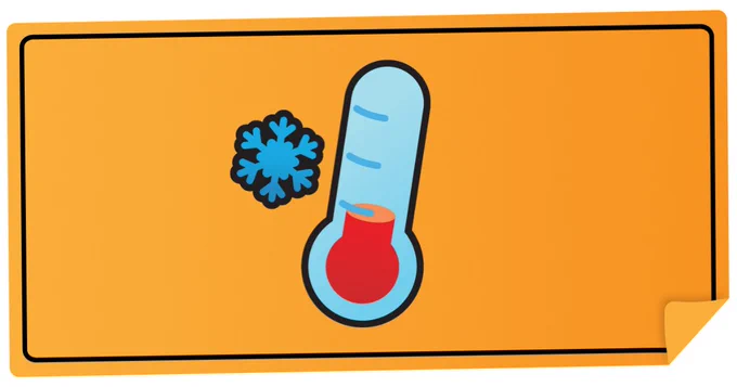 Illustrated images of a thermometer and a snowflake. 