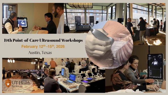 POCUS Workshops teach clinicians applications of portable ultrasound through the use of didactics and hands-on scanning led by expert faculty.