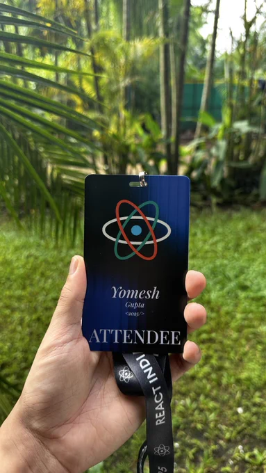 A photo of attendance card of React India 2025