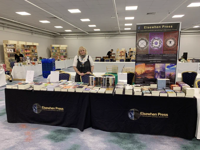Our tables at World FantasyCon covered with books to sell