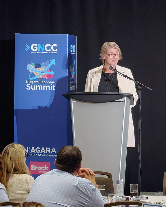 Carla Stout speaking at Niagara Economic Summit.