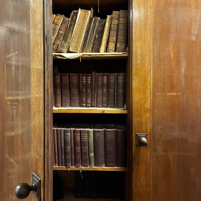 Cupboard revealing old books