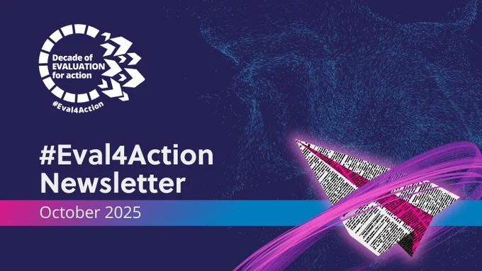 The text reads, "#Eval4Action Newsletter. October 2025"