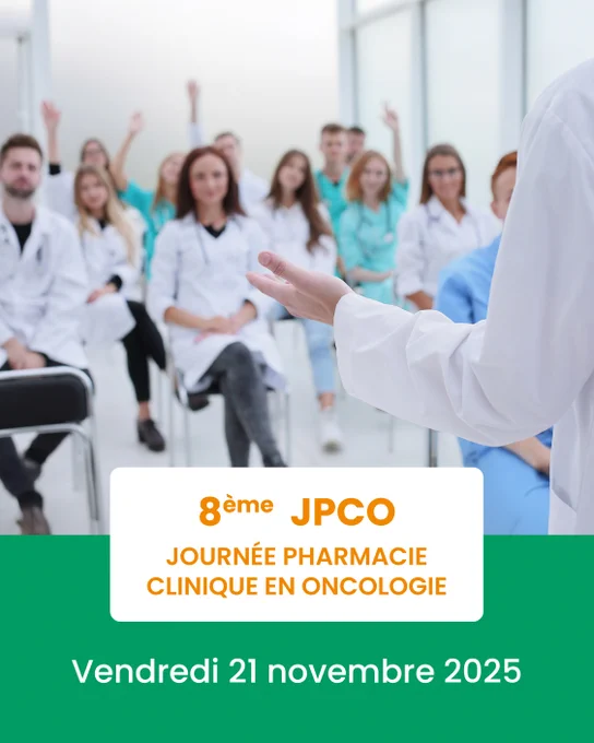 Une journée riche en partages, innovations et perspectives pour les professionnels engagés dans la prise en charge des patients en oncologie.

Thème de cette édition : 
Entre expériences et technologies : vers la pharmacie clinique de demain ? 🤖💡

Au programme de la journée : 
💬  Une matinée consacrée aux actualités et retours d’expériences autour de la pharmacie clinique en oncologie : impact du forfait HAD, coopération ville-hôpital, nouvelles missions du pharmacien de ville, conciliation et bilans de médication, témoignage patient…
🤖 L’après-midi sera dédiée à l’intelligence artificielle : présentation de systèmes d’aide à la décision pharmaceutique et table ronde autour des opportunités de l’IA en pharmacie clinique en cancérologie.