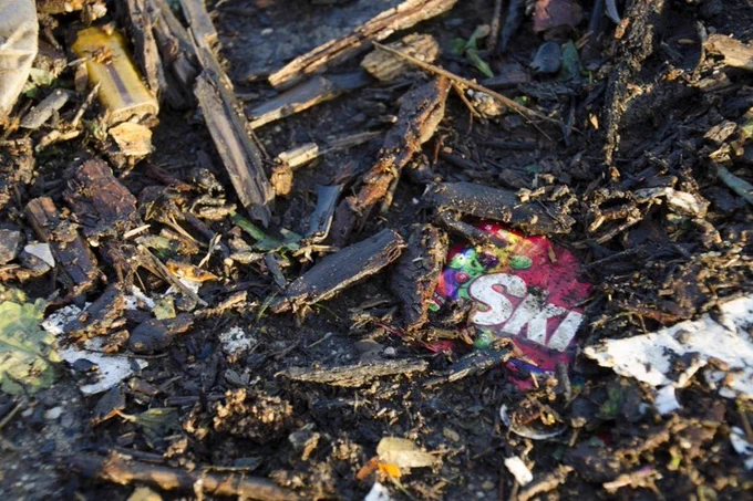 Candy wrapper litter discarded in the environment
