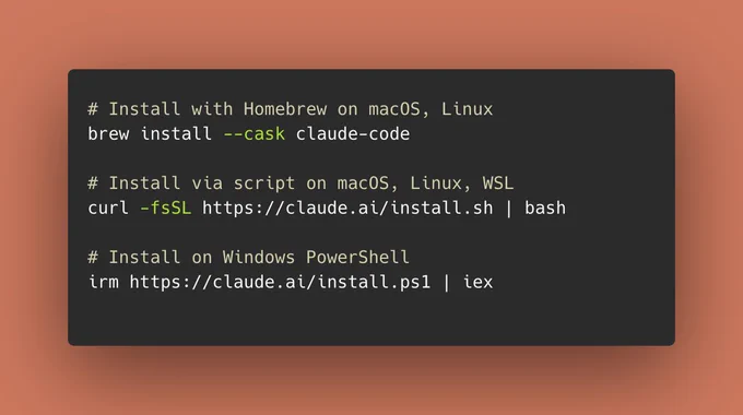 Image showing various scripts for installing Claude Code.