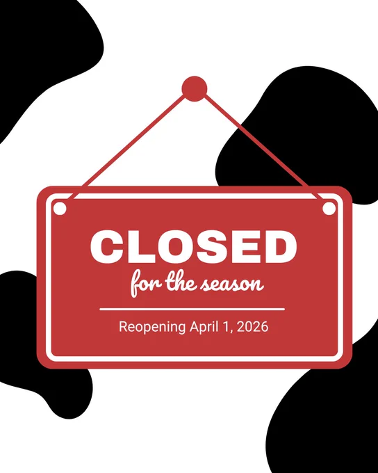 Sign graphic
Closed for the season
Reopening April 1, 2026