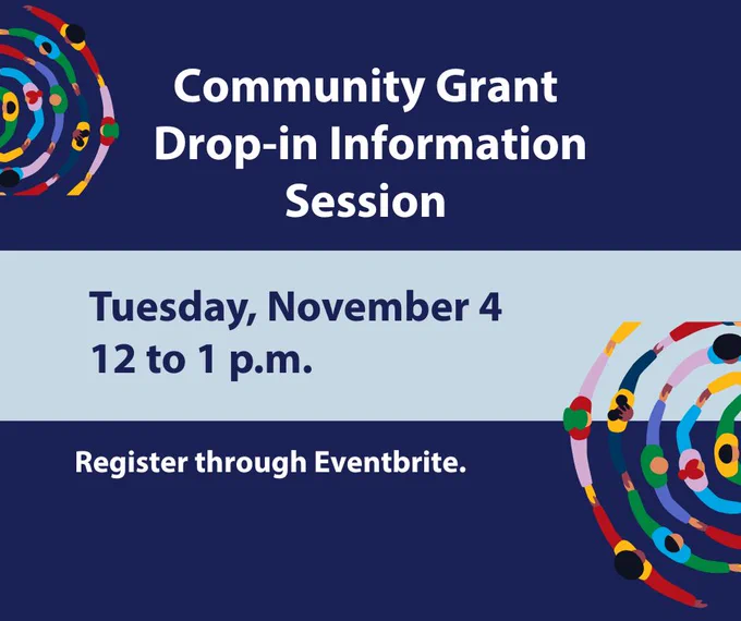 Graphic about the information session on the community grant program.