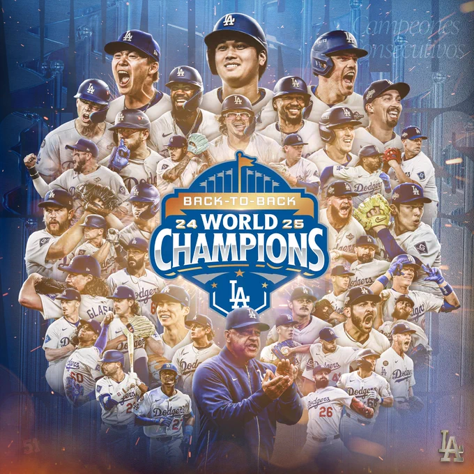 ¡LOS DODGERS DE LOS ÁNGELES SON CAMPEONES CONSECUTIVOS DE LA SERIE MUNDIAL!
