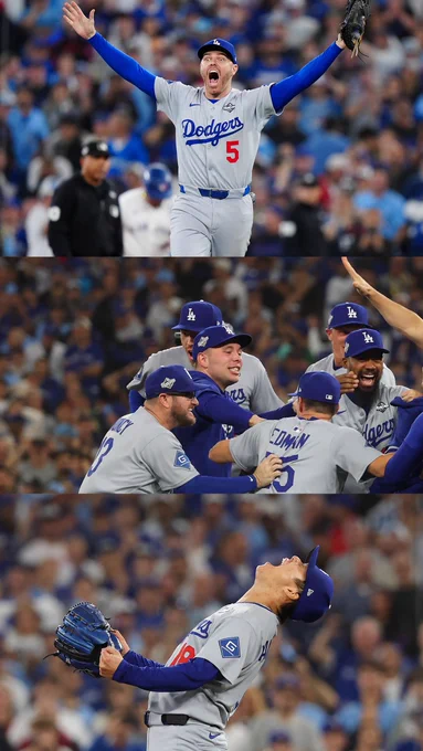 An assortment of pictures of the Los Angeles Dodgers celebrating their 2025 World Series title.