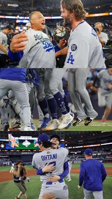 An assortment of pictures of the Los Angeles Dodgers celebrating their 2025 World Series title.