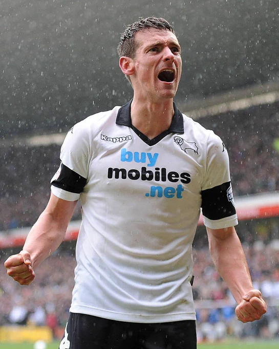 Craig Bryson celebrates his historic hat-trick for Derby County against Nottingham Forest in the 2013/14 season.