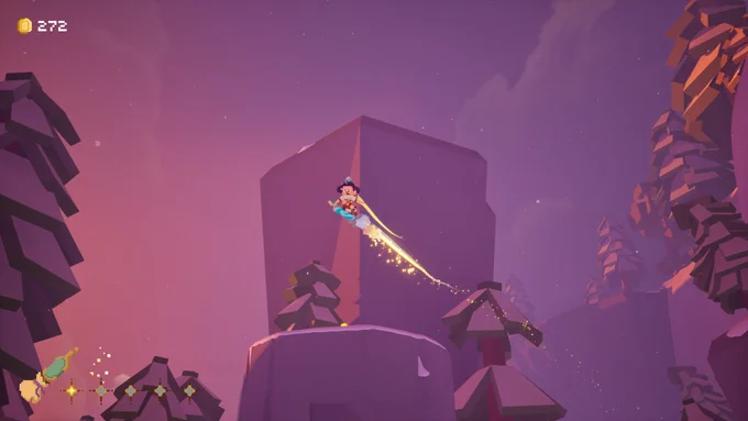 Ila soars above the trees as the sun sets