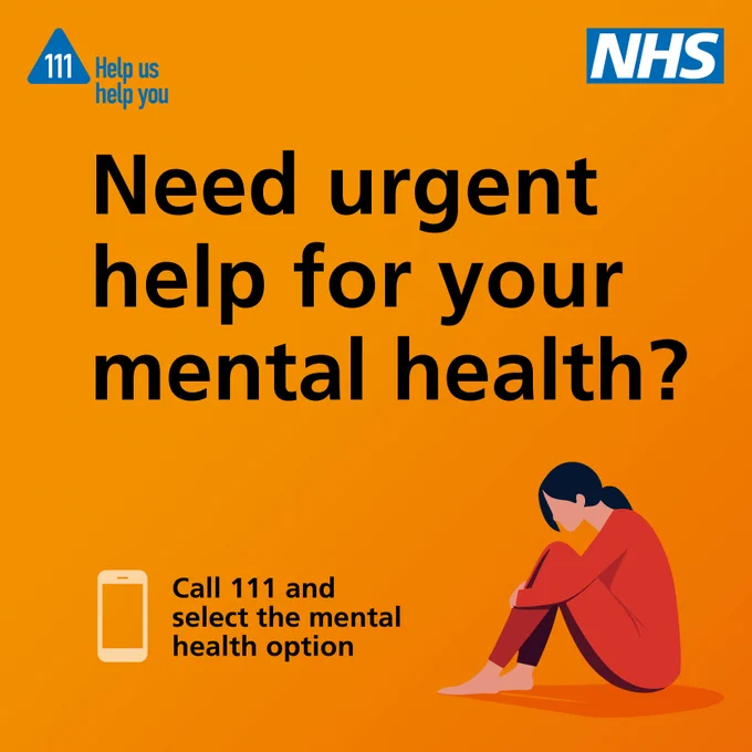 Need urgent help for your mental health? Call 111 and select the mental health option