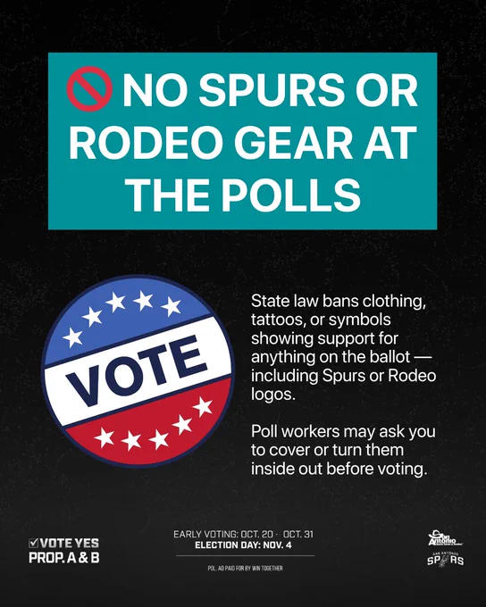 Slide 3 - Do Not Wear your Spurs or Rodeo Swag when you go vote.