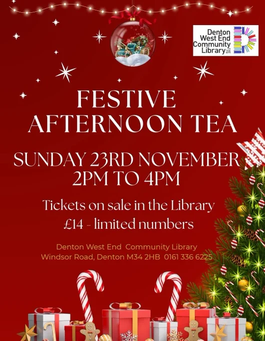 Festive afternoon tea poster.