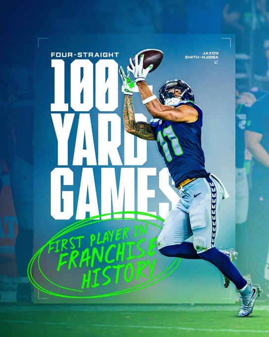Four-straight 100-yard games. First player in franchise history. Jaxon Smith-Njigba