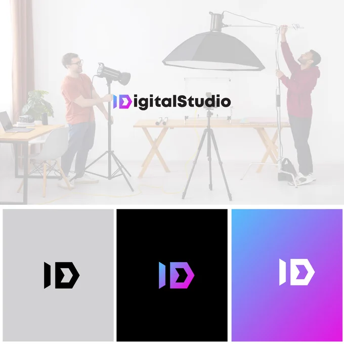 Digital Studio gradient logo design in minimal style.