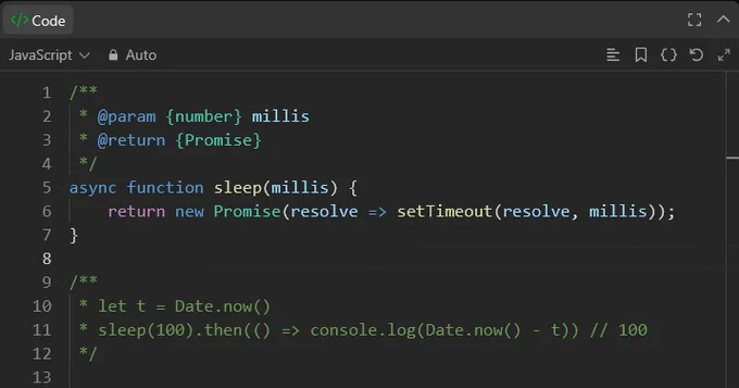 A screenshot of JavaScript code showing an async sleep() function returning a Promise with setTimeout.
Caption reads: “The only promise in life that never breaks. 🤓💤”
A sarcastic joke about how JavaScript Promises are more reliable than real-life ones — relatable humor for developers.